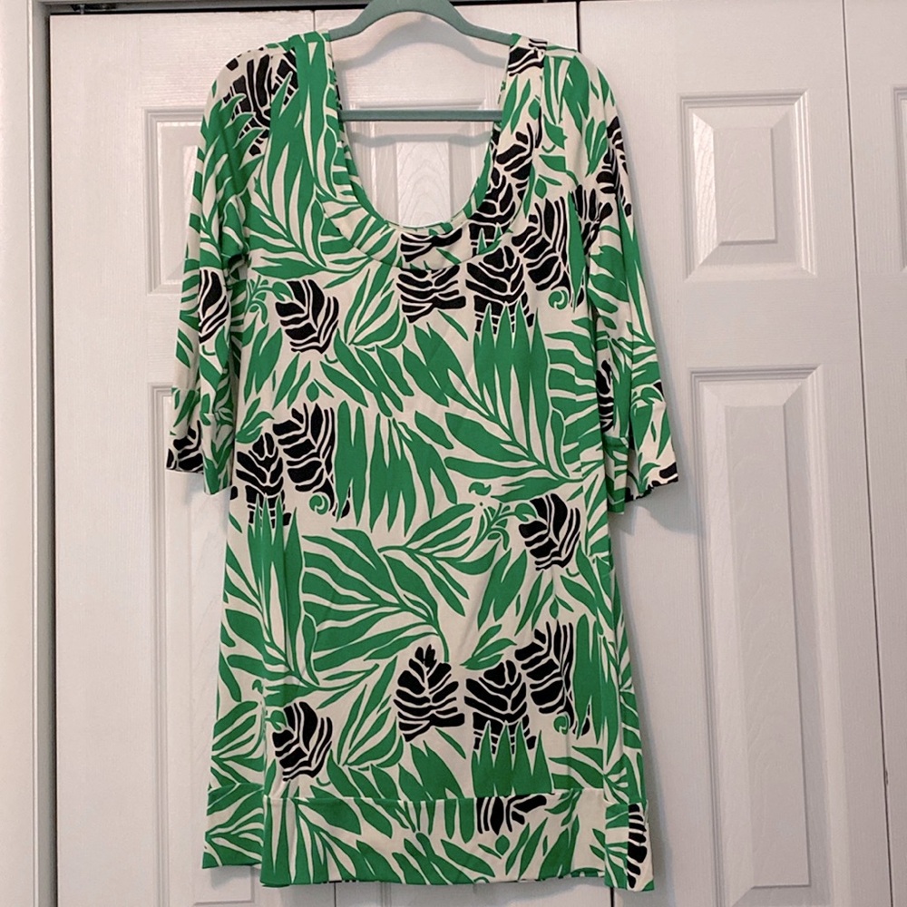 Diane von Furstenberg Green Palm Retro Silk Mini Dress size 14